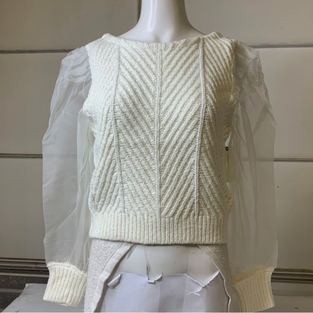 MAEVE By Anthropologie Cable Twofer Sweater Vest Women's Size XL Ivory